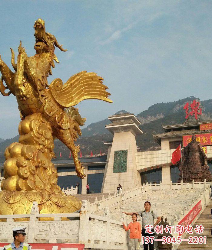 益阳广场腾飞的麒麟景观铜雕