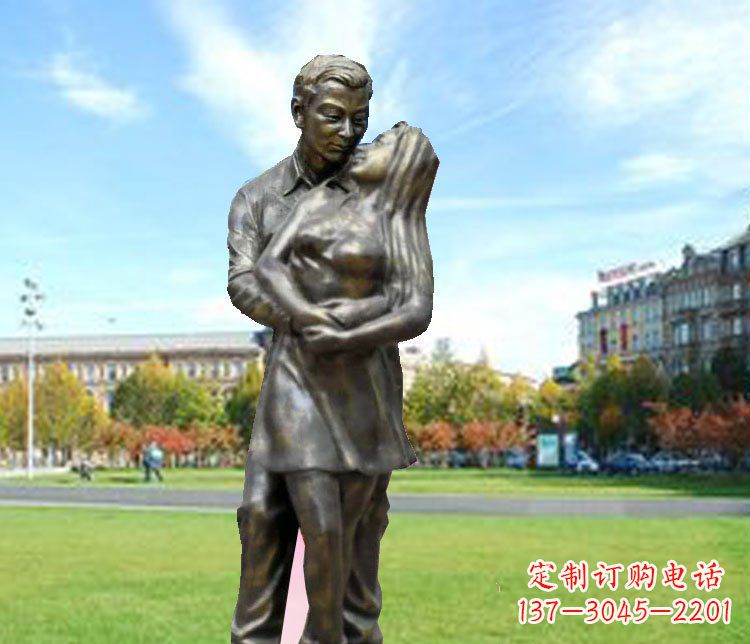 益阳一颗爱的心,用铜雕情侣人物雕塑表达