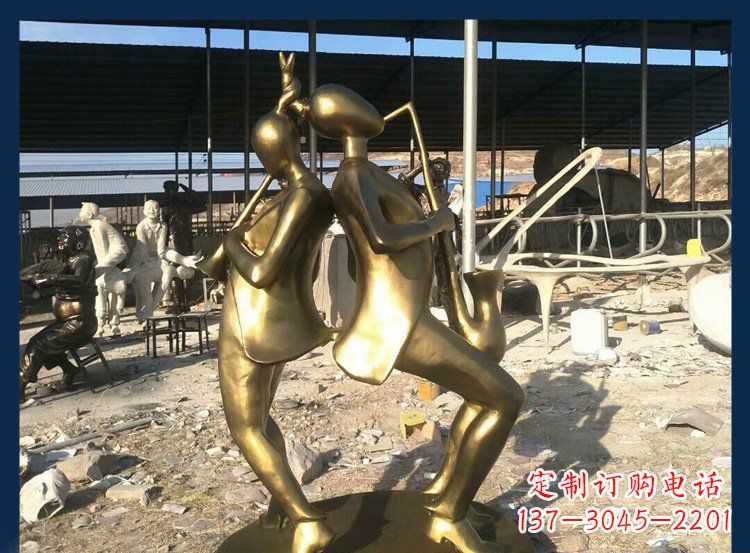 益阳广场铜雕贴金吹萨克斯人物雕塑