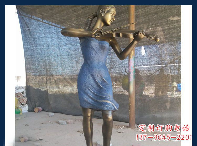 益阳精美细腻的西方美女拉小提琴人物雕塑