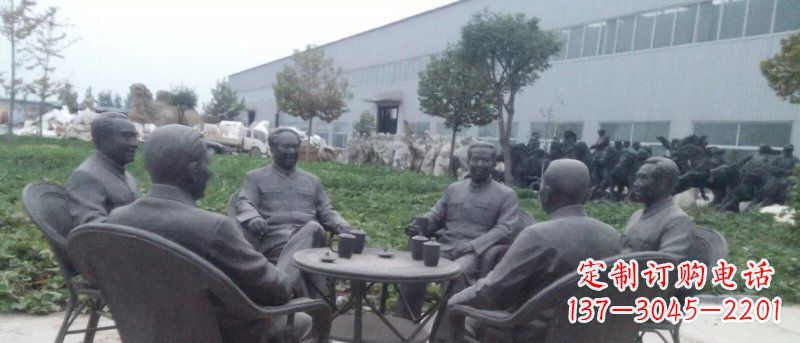 益阳广场伟人喝茶人物铜雕