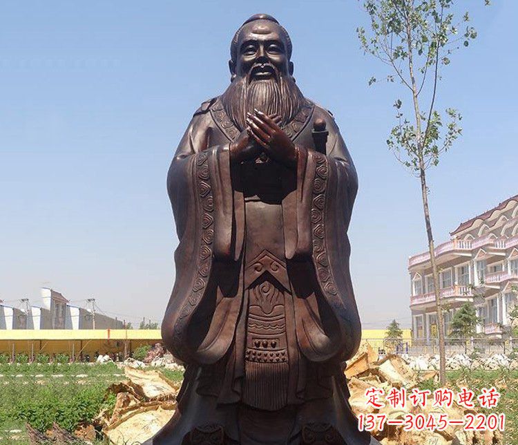 益阳广场校园历史孔子人物铜雕像