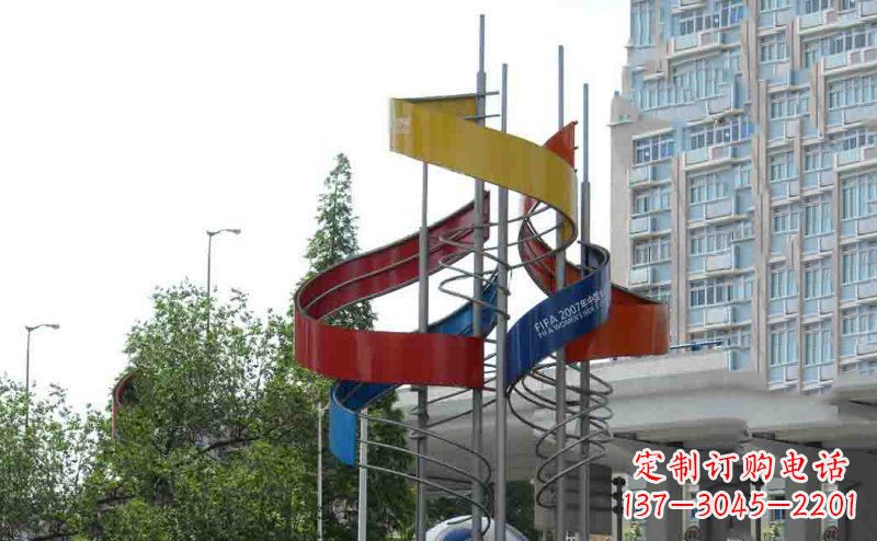 益阳广场足球不锈钢雕塑 (2)