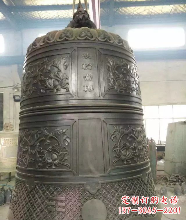 益阳国泰民安铜钟寺庙铜雕-传统工艺精美的铜钟雕塑