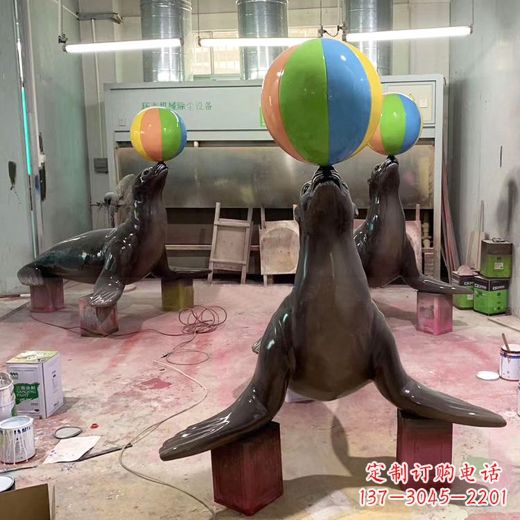 益阳海豹玻璃钢雕塑,让您触手可及的自然风情