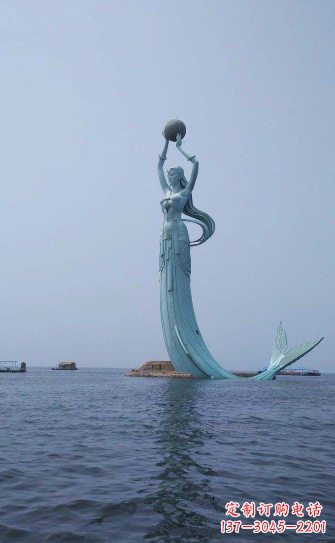 益阳海边不锈钢大型美人鱼景观雕塑