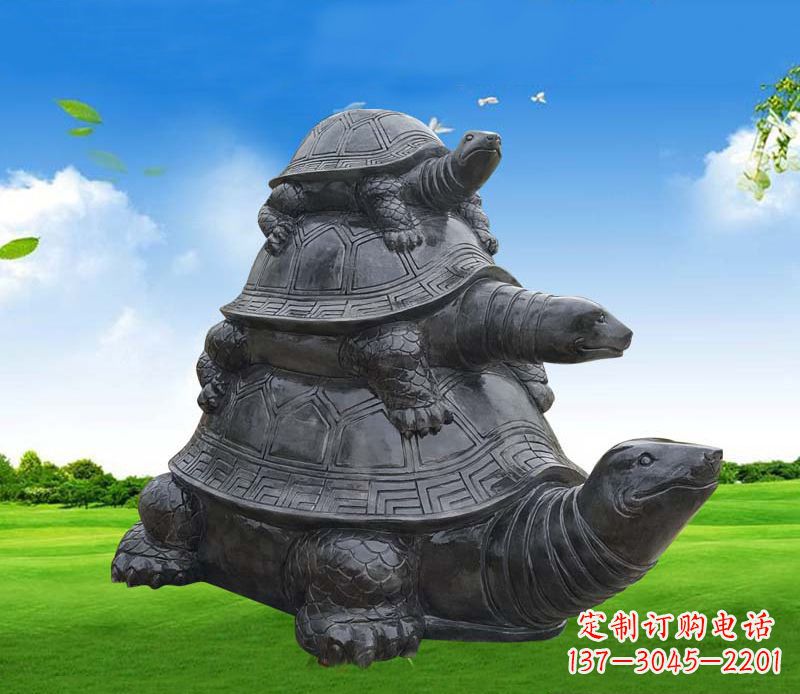 益阳重现经典,海龟母子石雕动物摆件