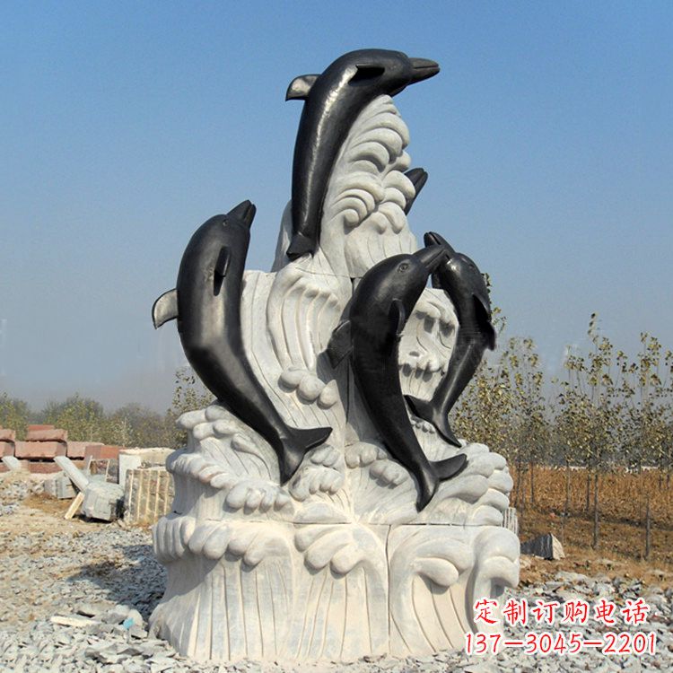 益阳海豚石雕景观雕塑