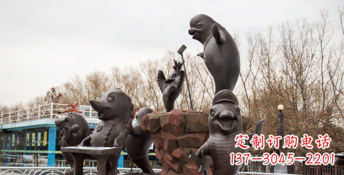 益阳海豚卡通动物铜雕