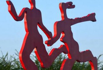 益阳中领雕塑-多彩情侣跑步雕塑