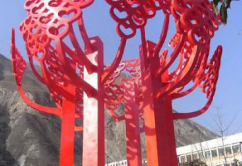 益阳不锈钢心形树叶大树雕塑，展示爱与生命