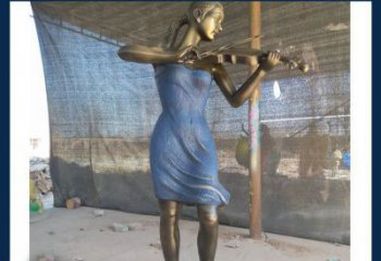 益阳精美细腻的西方美女拉小提琴人物雕塑