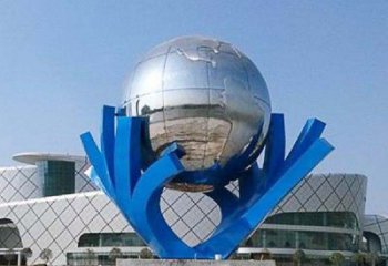 益阳中领雕塑打造把地球握在手中精致不锈钢抽象雕塑
