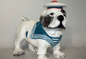 益阳海军玻璃钢仿陶瓷斗牛犬狗雕塑