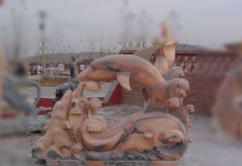 益阳海豚海浪石雕，精美艺术品