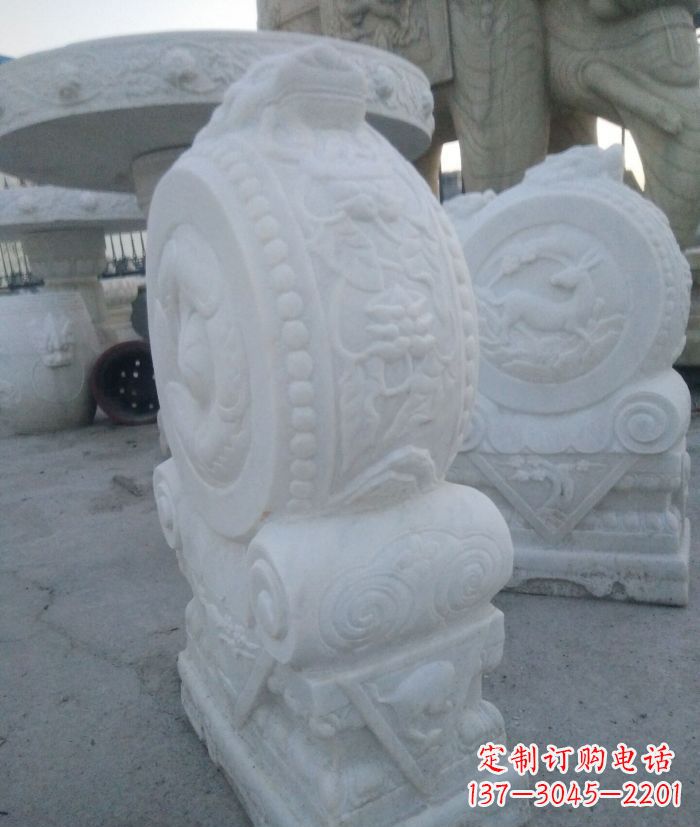 益阳汉白玉抱鼓石招财石门墩 (3)