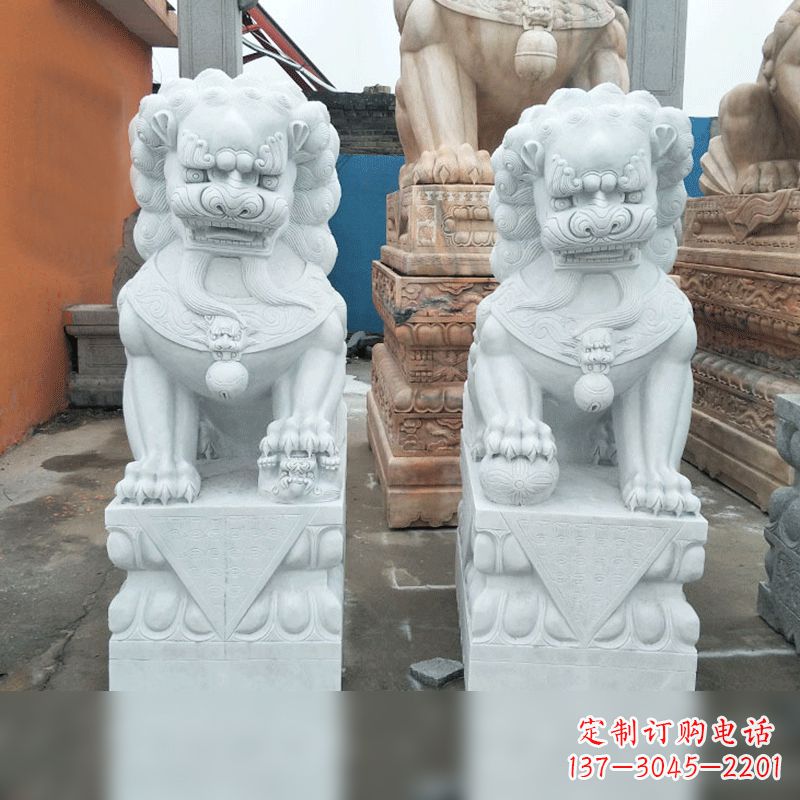 益阳风格精致的汉白玉北京小狮子雕塑