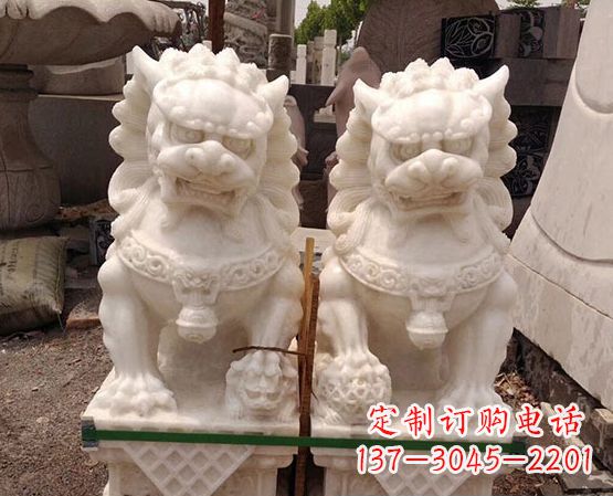 益阳精美手工汉白玉狮子石雕