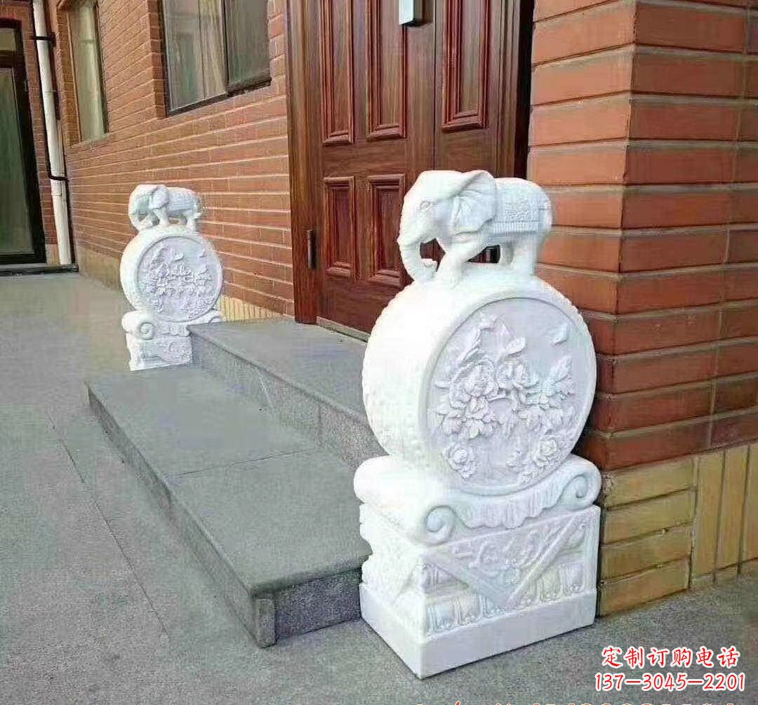益阳汉白玉大象门墩石雕