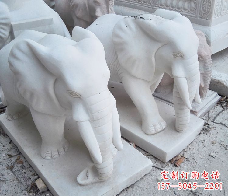 益阳汉白玉大象公园动物石雕