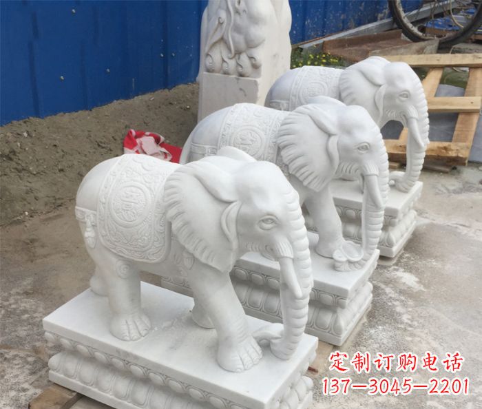 益阳汉白玉大象门口镇宅石雕 (4)