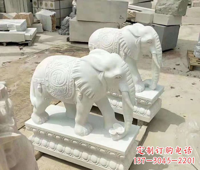 益阳汉白玉大象招财动物石雕
