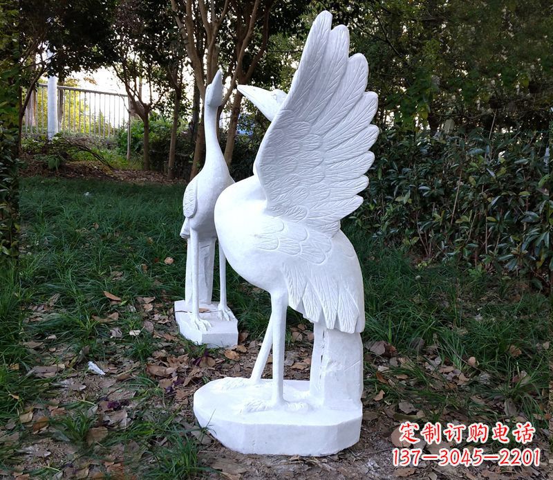益阳汉白玉丹顶鹤公园石雕