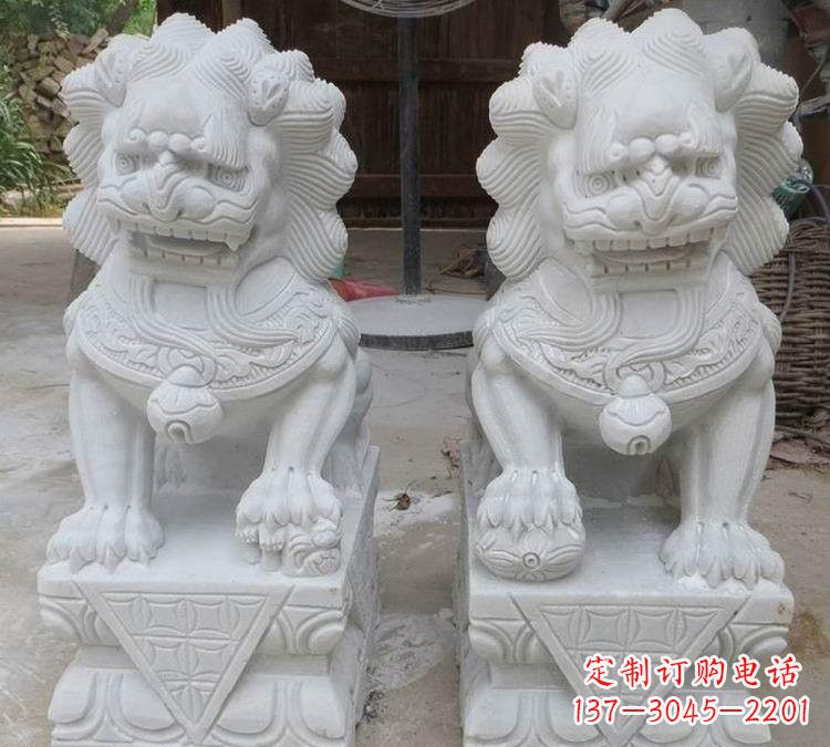 益阳汉白玉精美狮子雕塑
