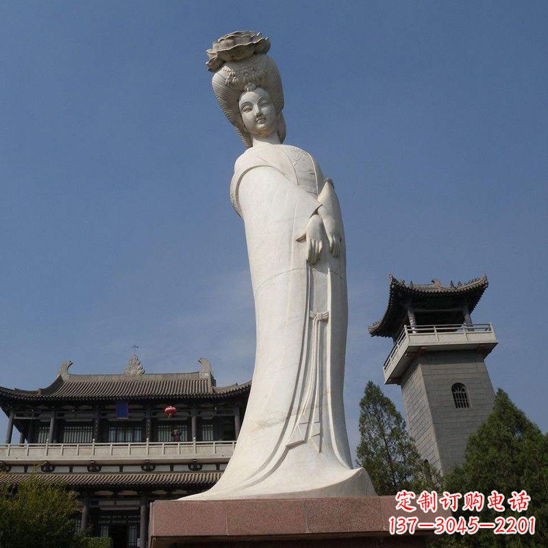 益阳汉白玉贵妃石雕像-唐朝著名美女杨玉环景区人物雕塑