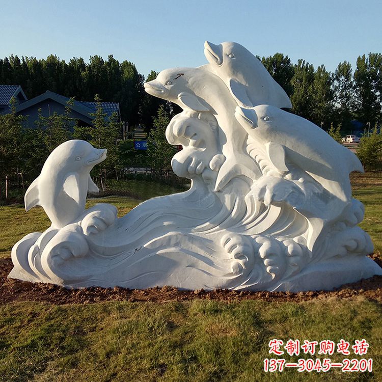 益阳汉白玉海豚雕塑,给您的公园另一种美
