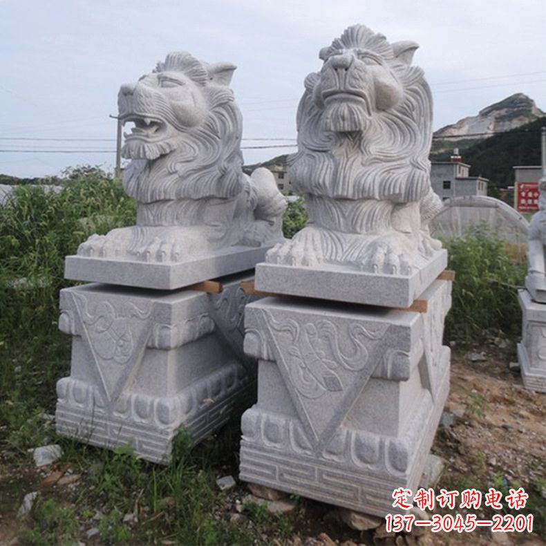 益阳汉白玉汇丰狮子石雕