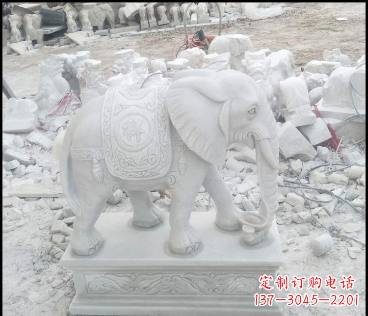 益阳汉白玉吉祥大象雕塑