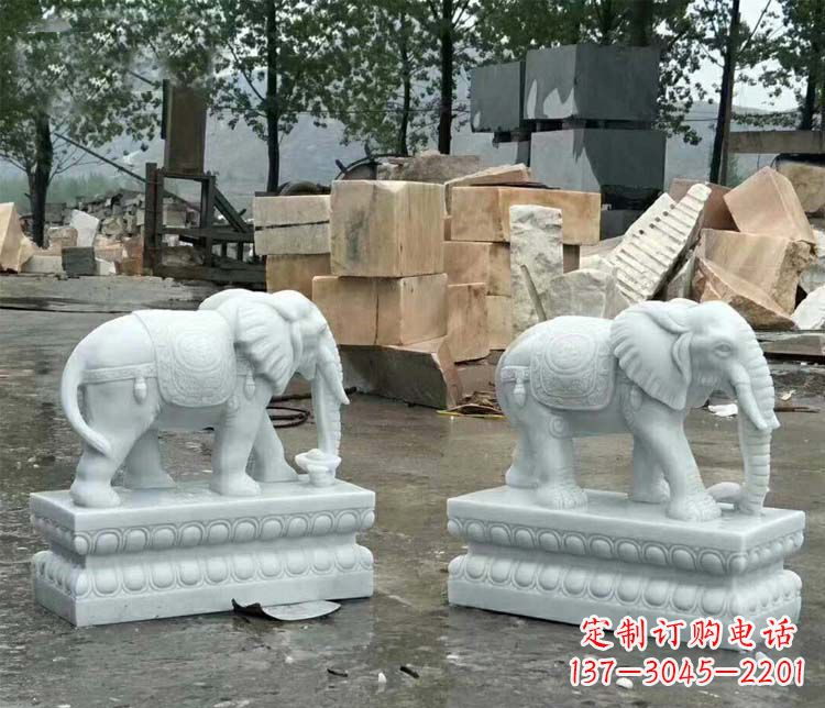 益阳守护吉祥家门的玉质大象雕塑