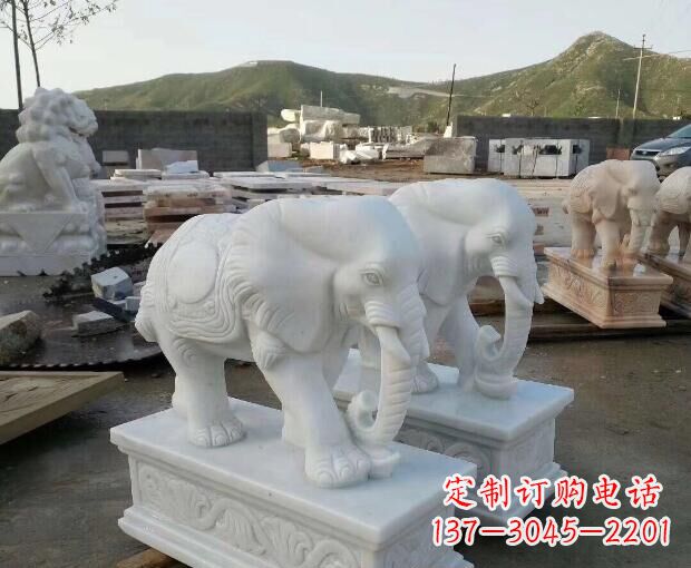 益阳高雅大气的汉白玉吉祥大象门口雕塑