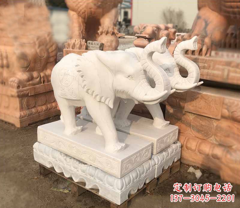 益阳雕刻睿智的大象-定制门口镇宅招财石雕