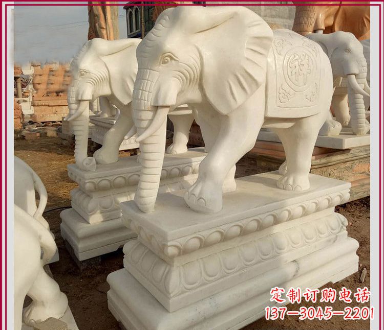 益阳高品质汉白玉吉祥如意大象雕塑