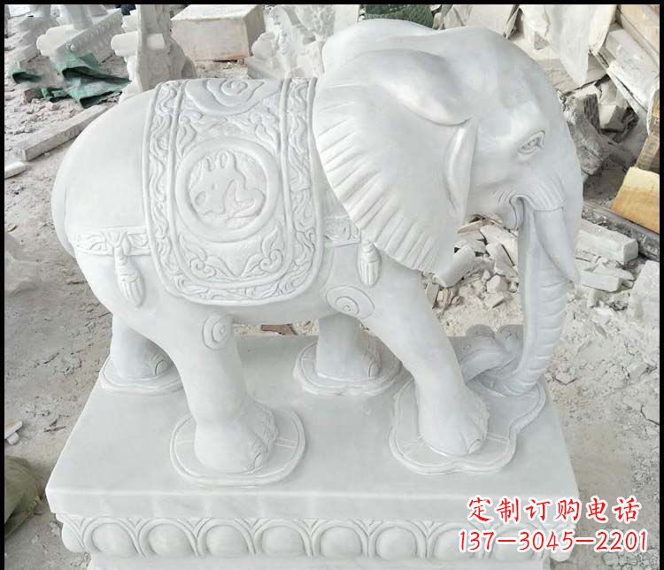 益阳汉白玉吉祥如意门口招财镇宅大象石雕,由中…
