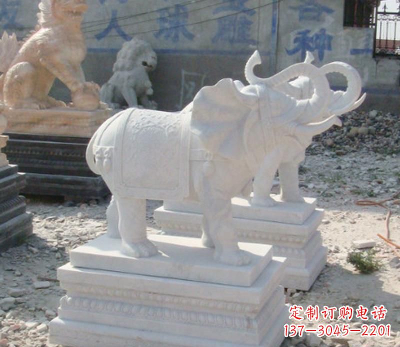 益阳汉白玉天然大象雕塑