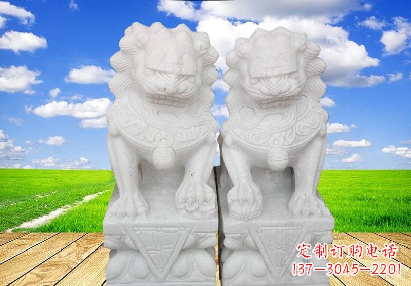 益阳汉白玉狮子雕塑表达勇士之气