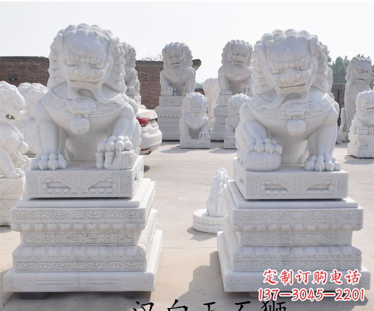 益阳汉白玉看门狮子雕塑