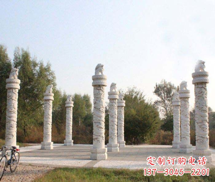 益阳高级汉白玉龙柱广场文化柱石雕