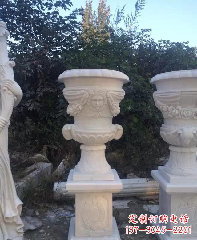 益阳汉白玉艺术雕塑花盆