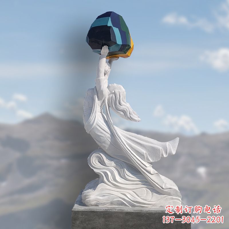 益阳领雕塑精美雕刻的女娲补天石雕塑