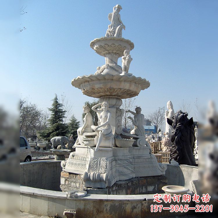 益阳精美汉白玉欧式人物喷泉雕塑