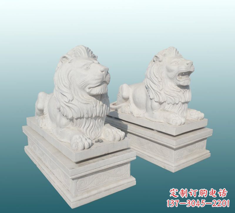 益阳汉白玉欧式西洋狮子石雕