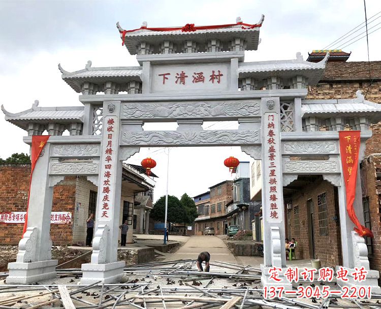 益阳精美绝伦的汉白玉牌坊石雕