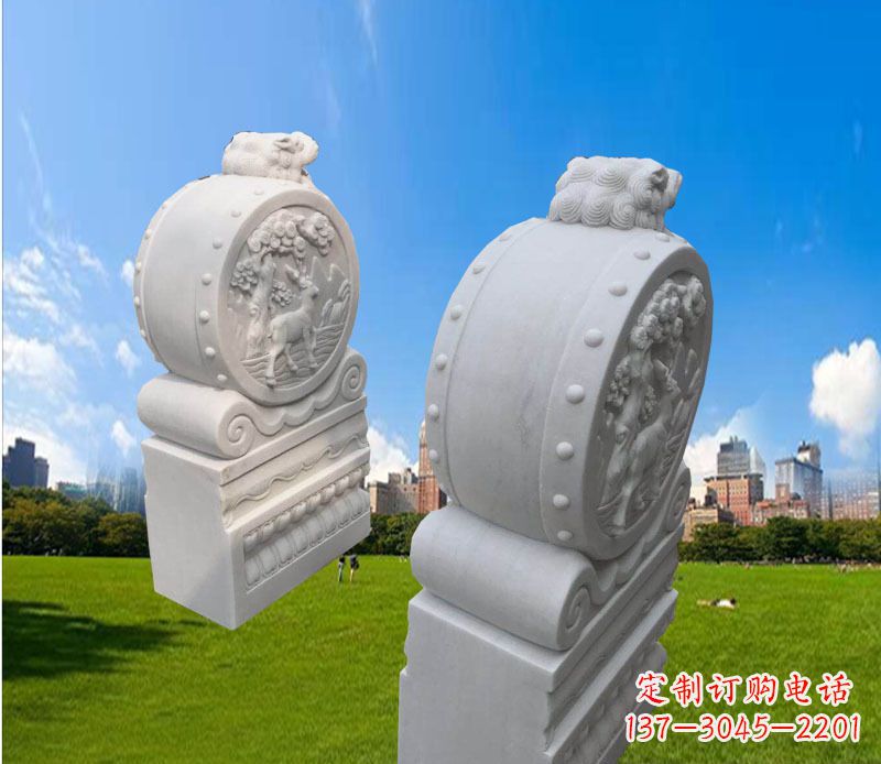 益阳汉白玉辟邪门墩雕塑