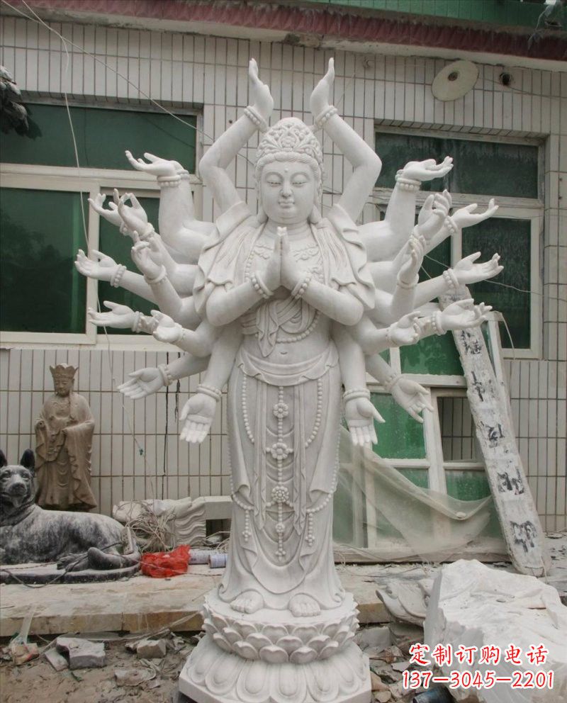 益阳汉白玉千手观音雕塑,精致细腻,深具宗教意义