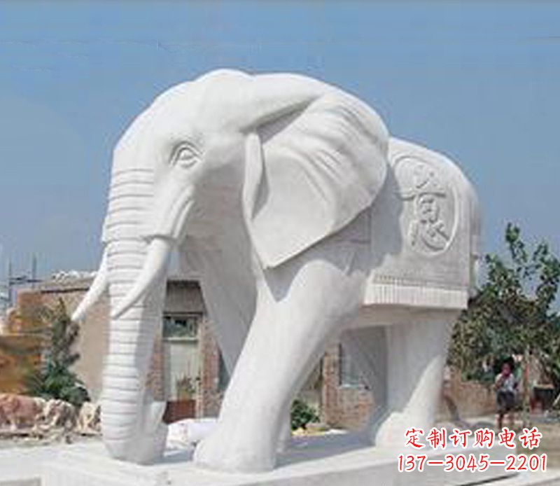 益阳汉白玉如意大象