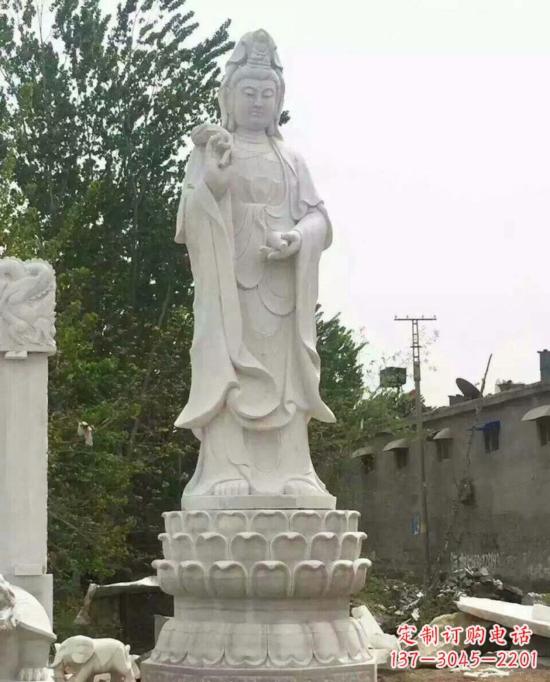 益阳汉白玉洒水观音雕像